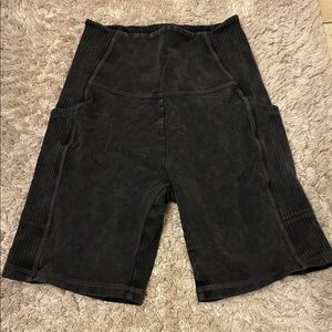 Aerie Offline Washed Black Hi-Rise Biker Shorts